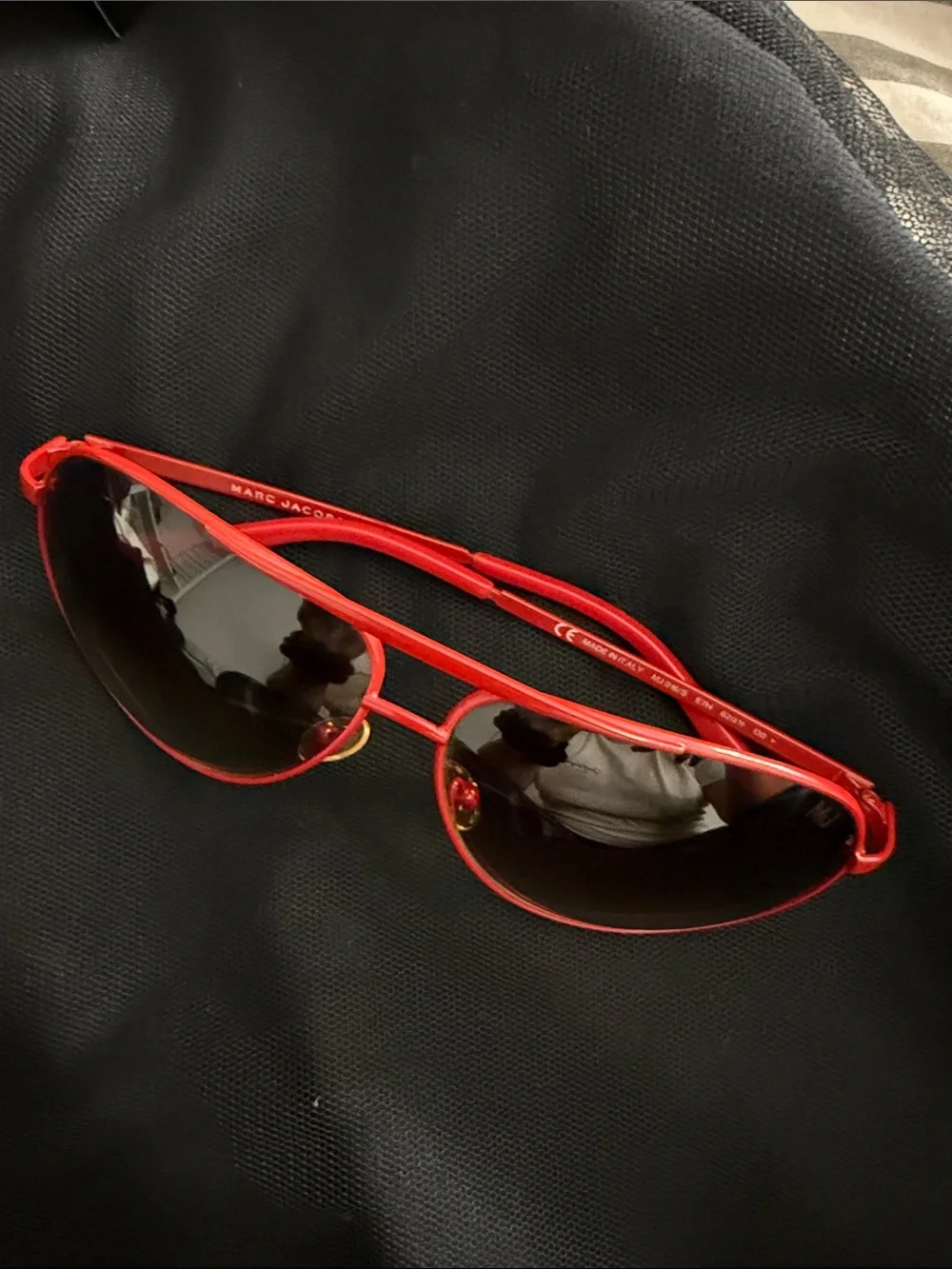 Marc By Marc Jacobs Red Aviator Sunglasses with Dark Lenses